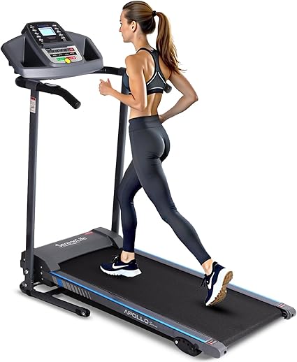 SereneLife Electric Folding Treadmill Exercise Machine - Smart Compact Digital Fitness Treadmill Workout Trainer wBluetooth App Sync, Manual Incline Adjustment, for Walking, Running, Gym